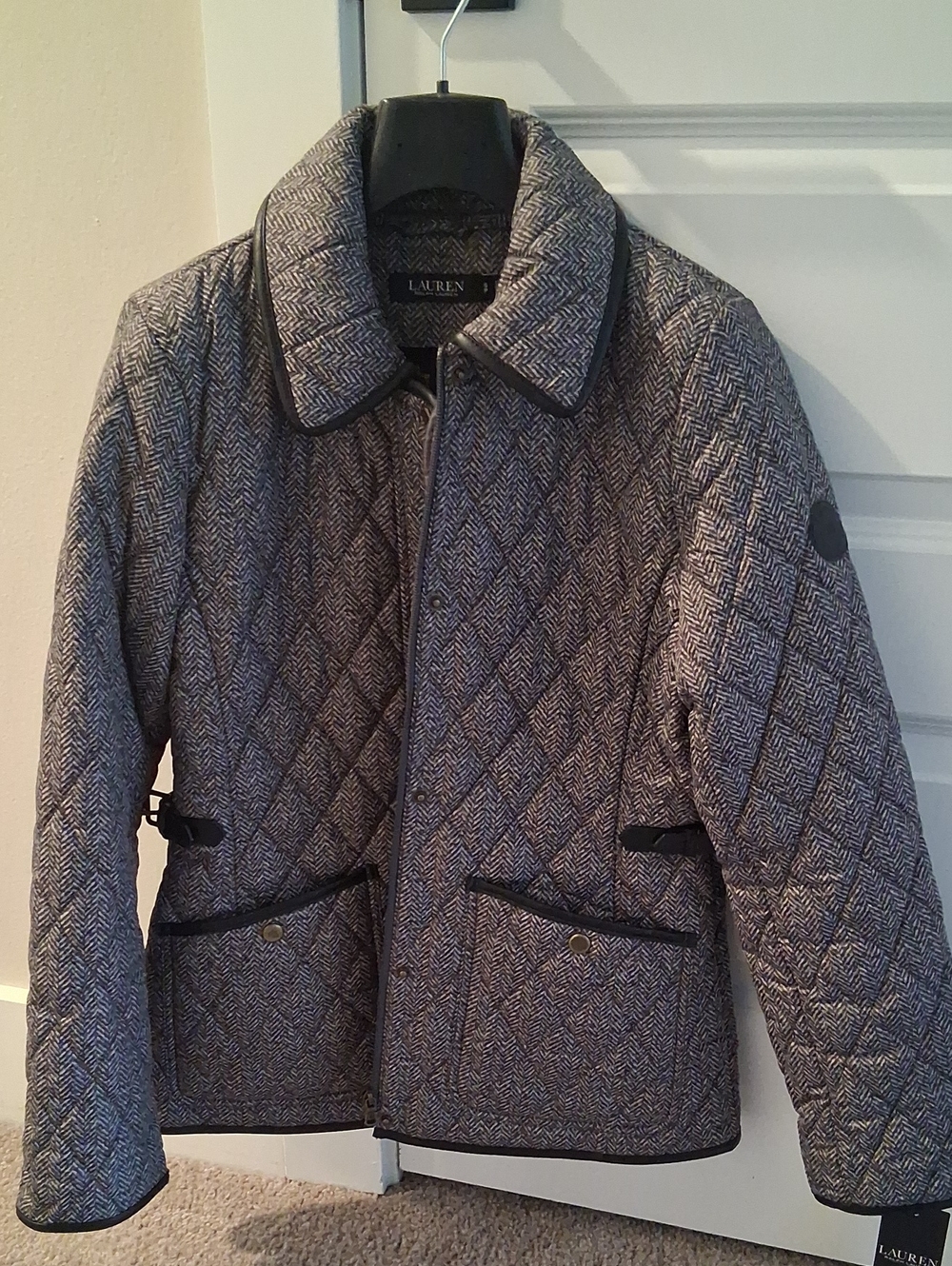 NWT Lauren Ralph Lauren Quilted Velboa-Lined  Herringbone Jacket